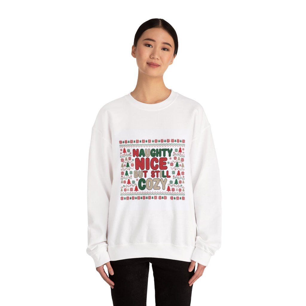 Naughty Nice But Still Cozy Sweatshirt | ugly Christmas sweater shirt, sweater weather