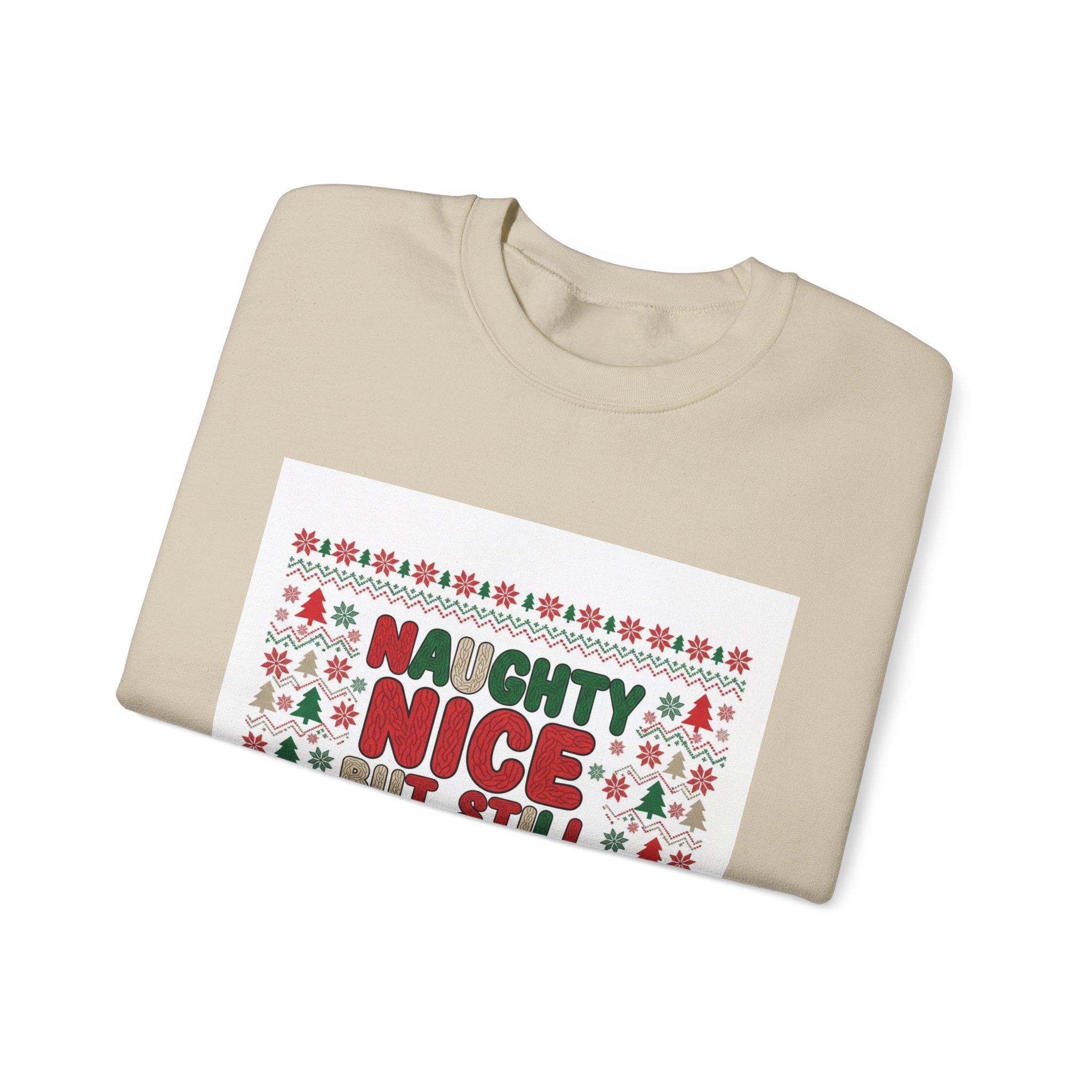 Naughty Nice But Still Cozy Sweatshirt | ugly Christmas sweater shirt, sweater weather