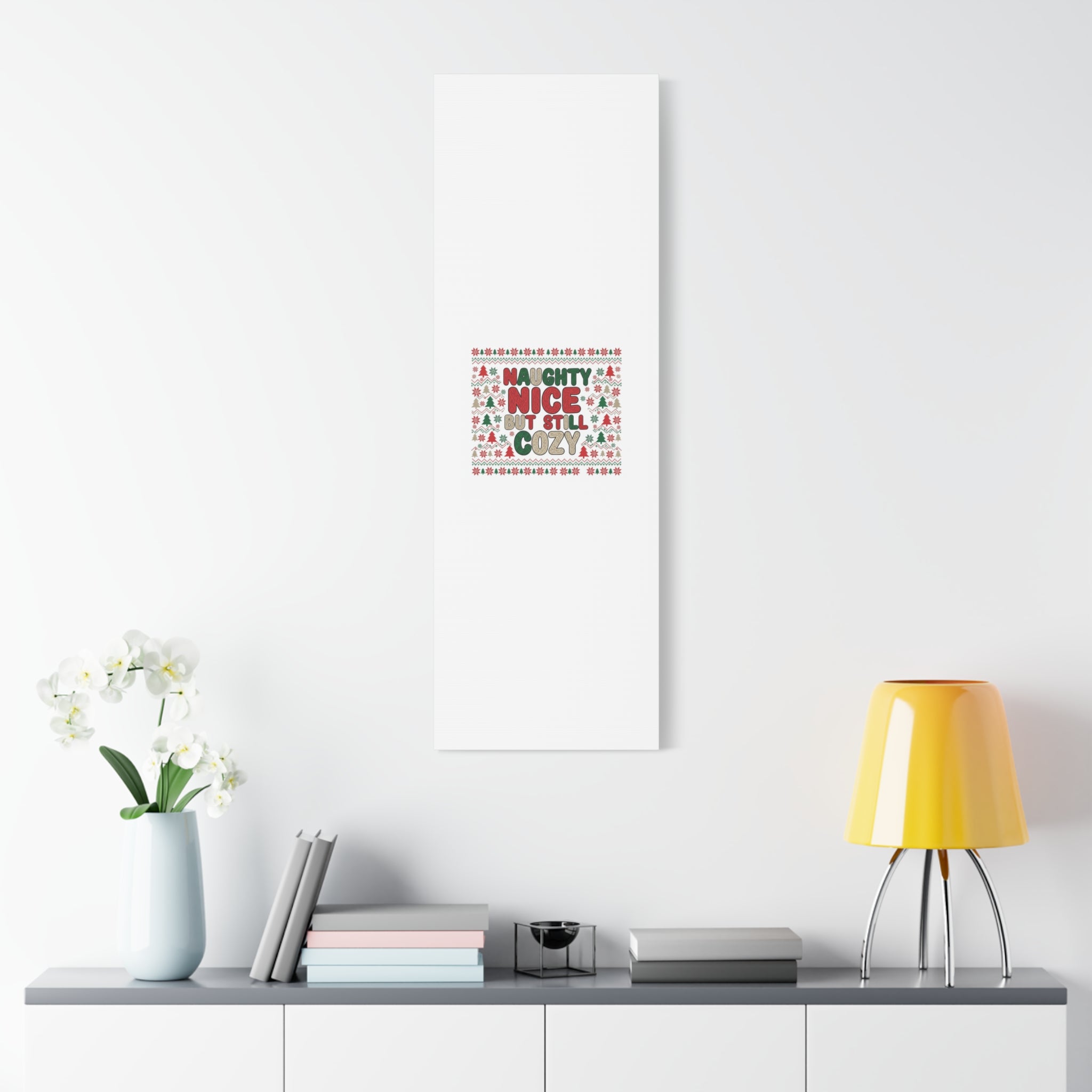 Naughty Nice But Still Cozy Canvas | Holiday Ugly Sweater Print
