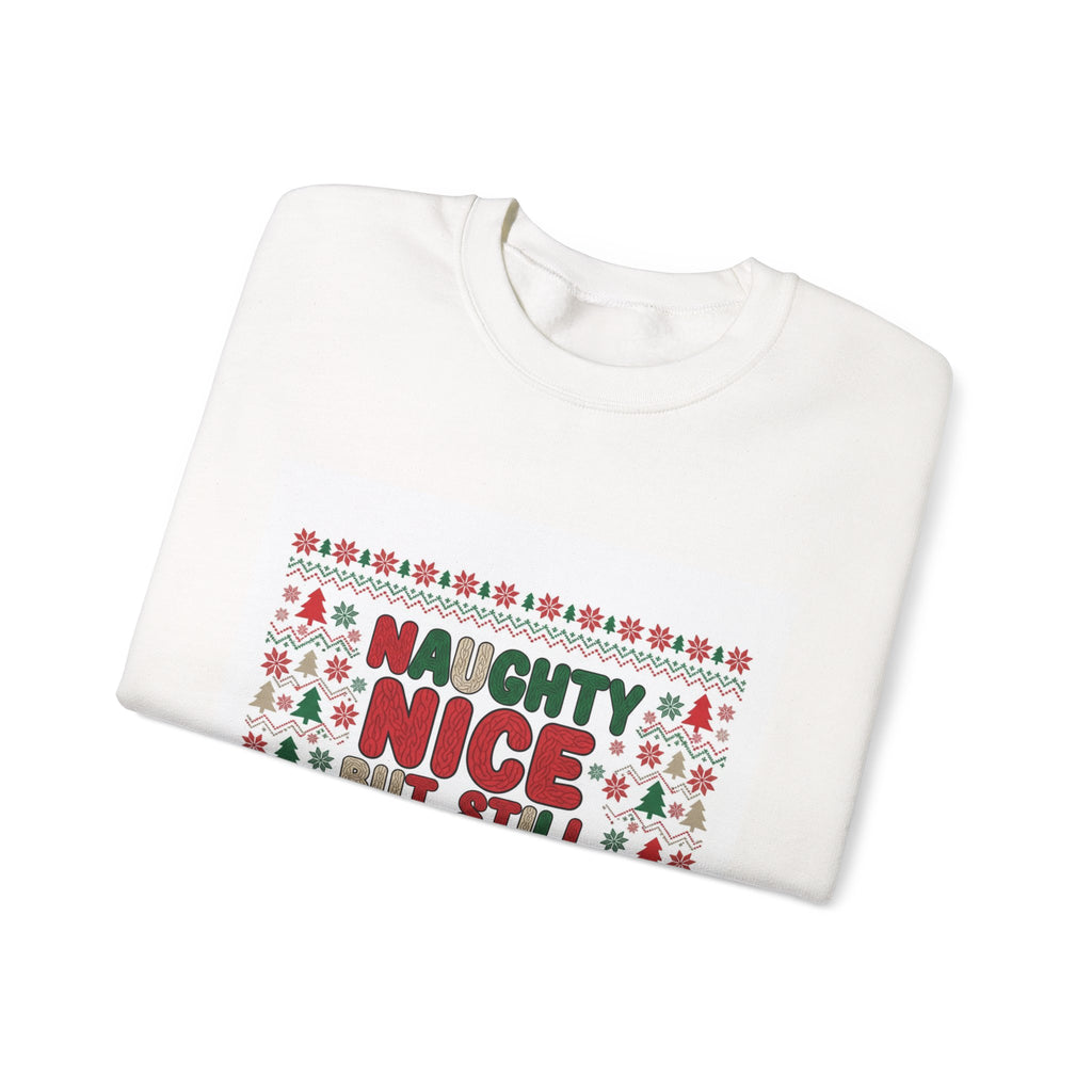 Naughty Nice But Still Cozy Sweatshirt | ugly Christmas sweater shirt, sweater weather