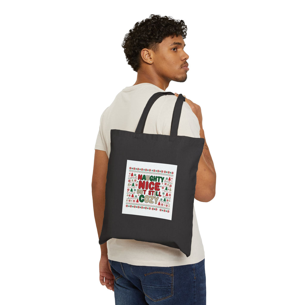 Naughty Nice But Still Cozy Tote, Holiday knit-look Christmas tote
