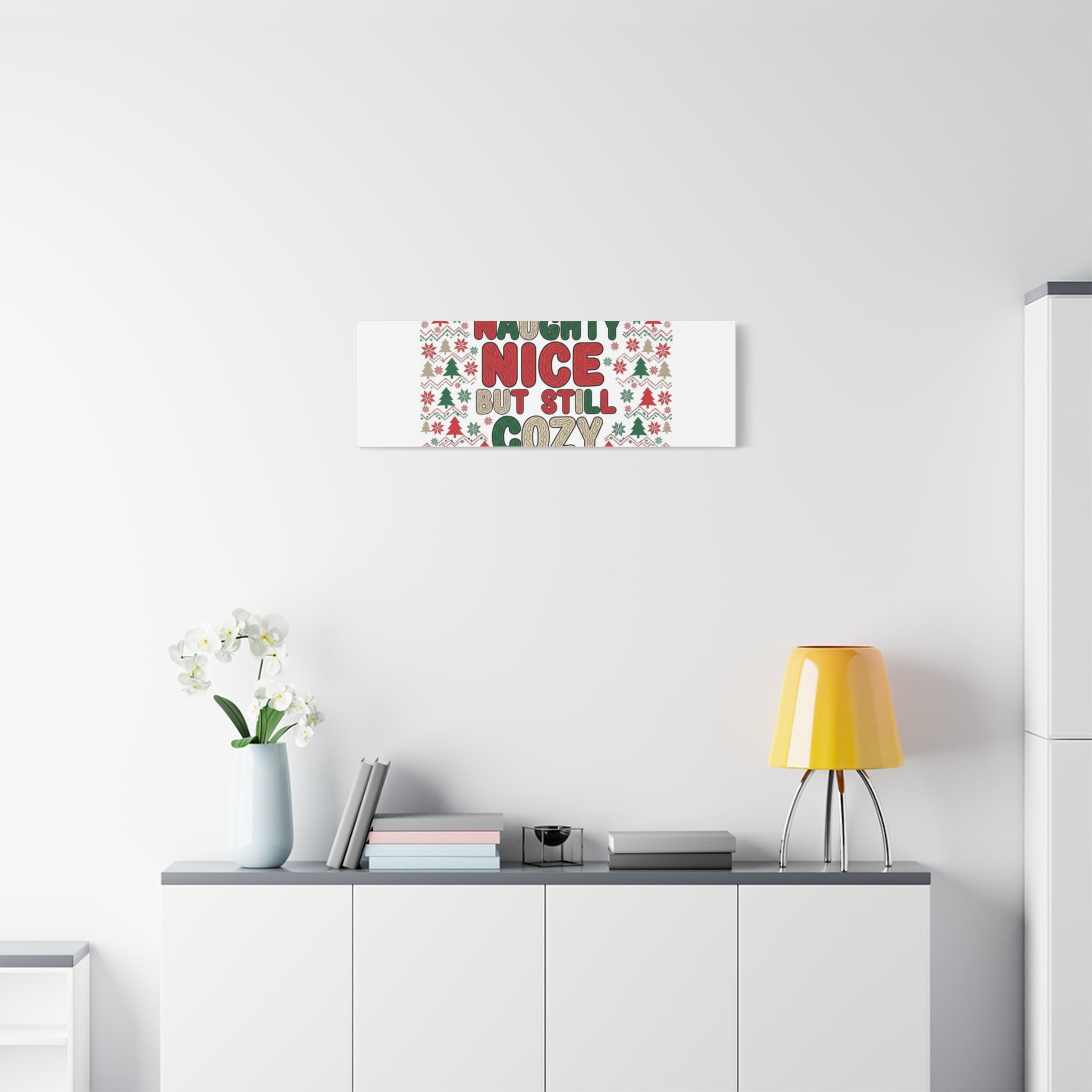 Naughty Nice But Still Cozy Canvas | Holiday Ugly Sweater Print
