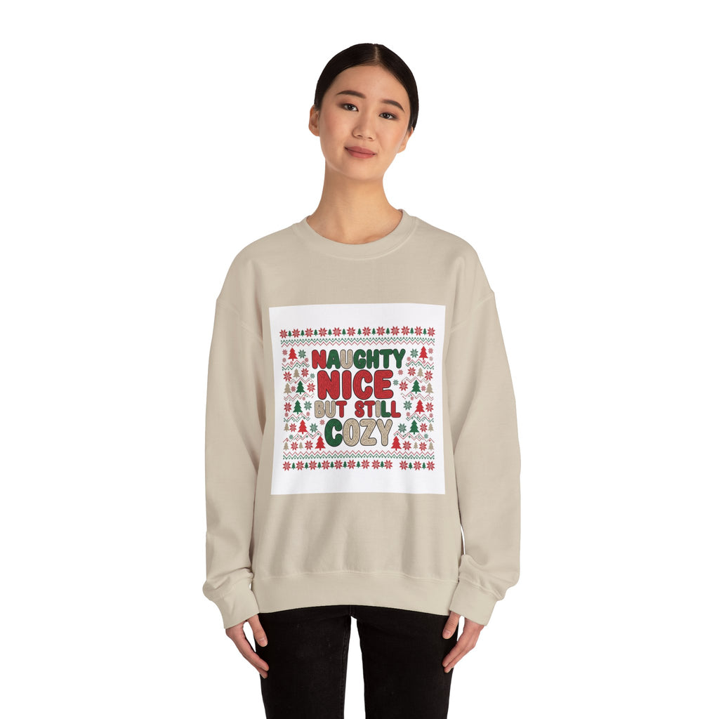 Naughty Nice But Still Cozy Sweatshirt | ugly Christmas sweater shirt, sweater weather