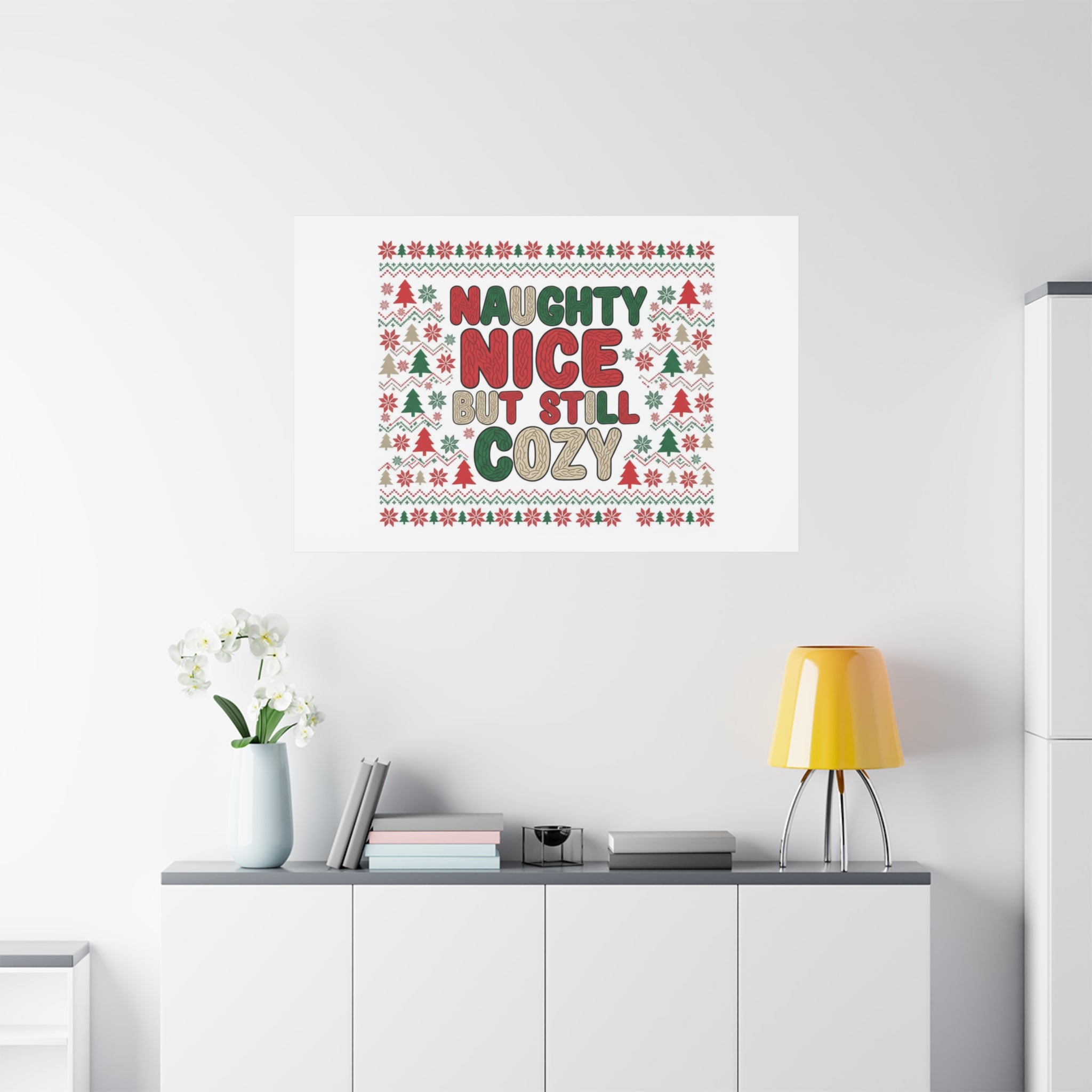 Naughty Nice But Still Cozy Canvas | Holiday Ugly Sweater Print