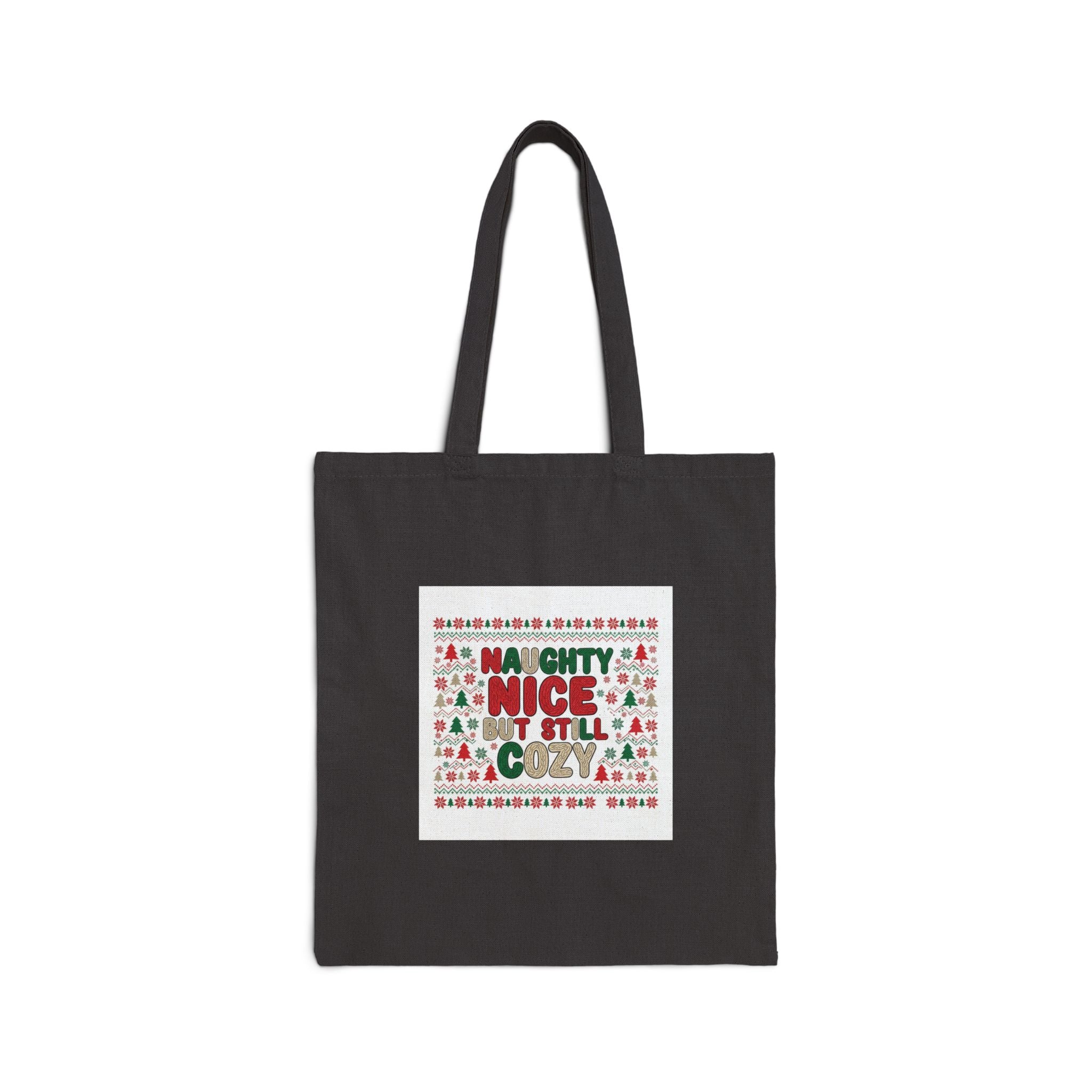 Naughty Nice But Still Cozy Tote, Holiday knit-look Christmas tote