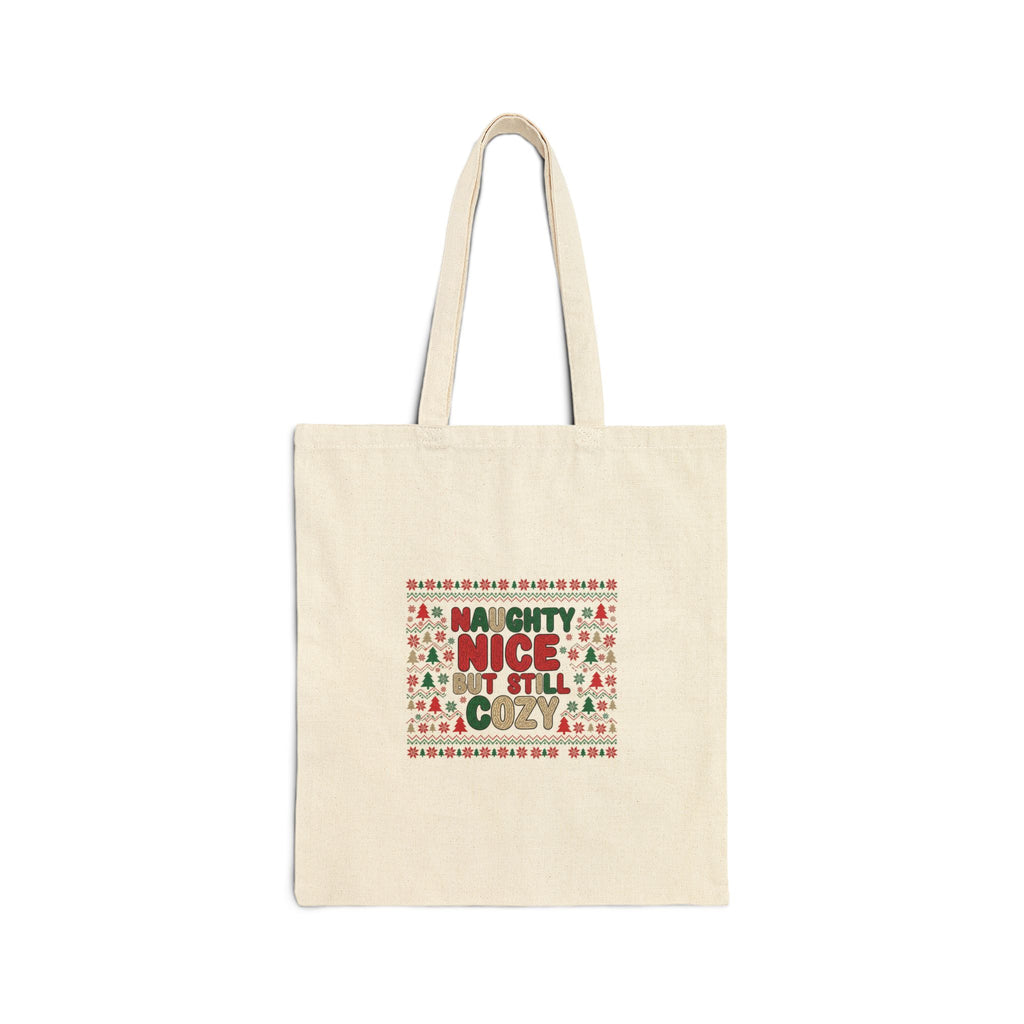 Naughty Nice But Still Cozy Tote, Holiday knit-look Christmas tote