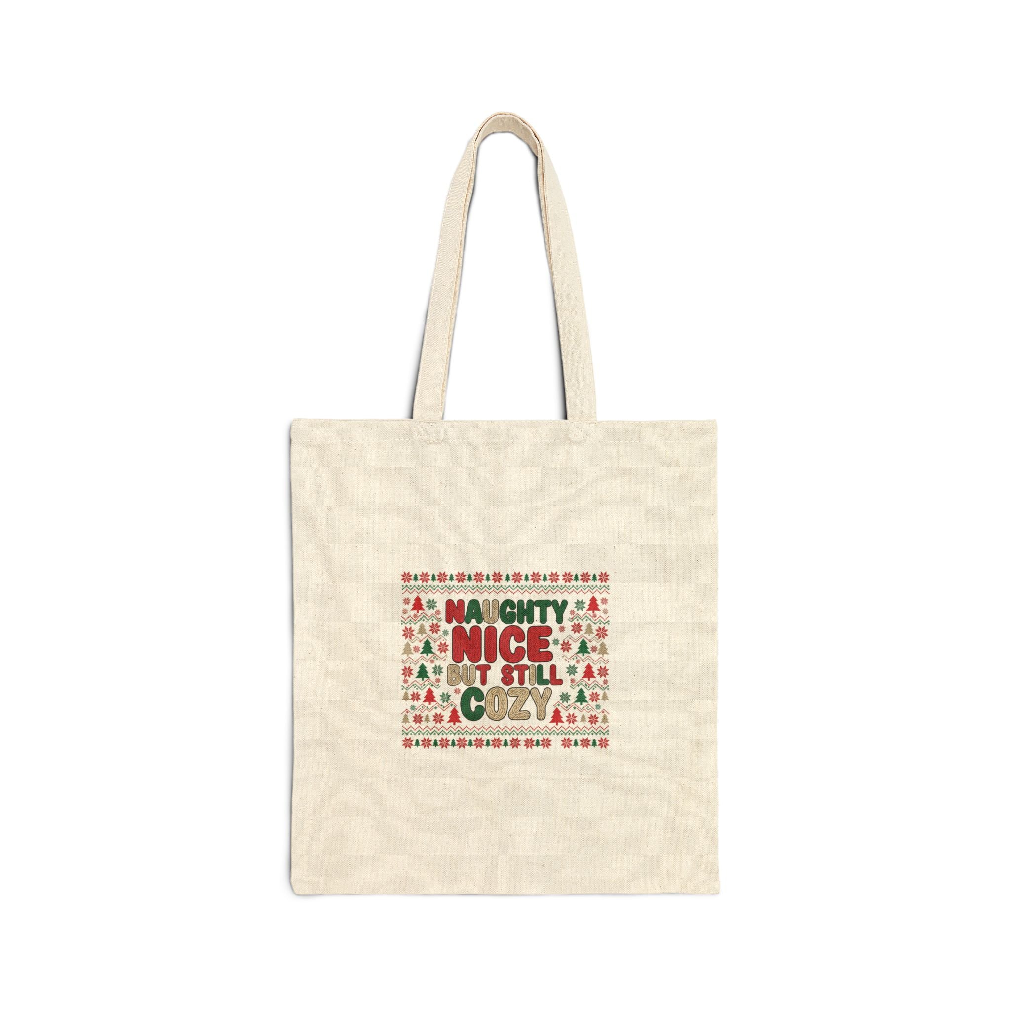 Naughty Nice But Still Cozy Tote, Holiday knit-look Christmas tote